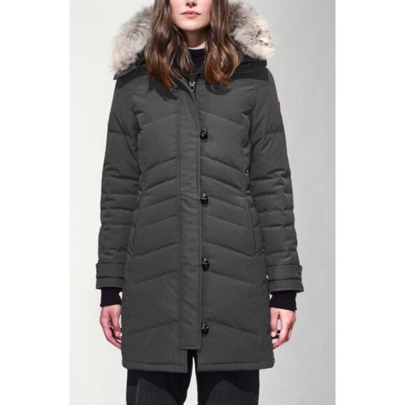 Canada Goose Lorette Parka Jacket Coat Coyote Fur Trim Graphite Grey Size XS - Picture 1 of 8